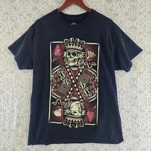 DOM Man Skull Playing Card Black T Shirt Men's L